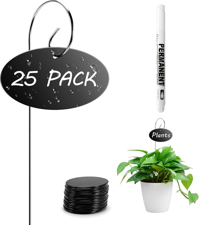 Vcekract Plant Labels, 25 Pcs Acrylic Garden Labels Stakes with Pen, Plant Markers for Outdoor Garden, Plant Tags for Potted Plants, Seed, Flowers - Image 1